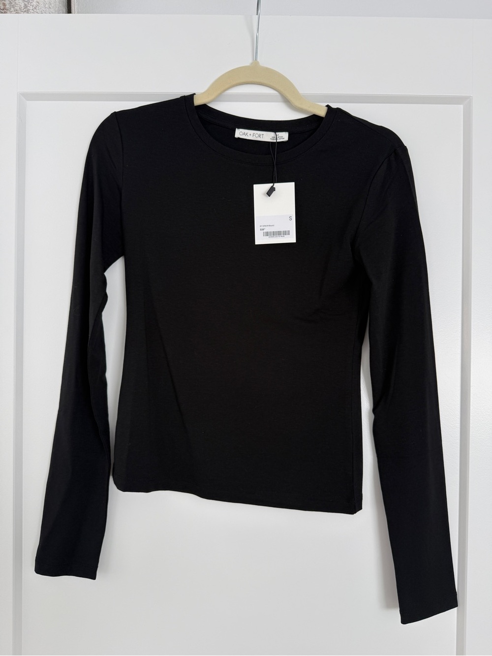 NWT OAK + FORT Black Long Sleeve Crewneck Tee